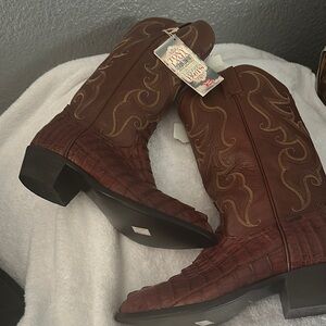 Tony Lama Brown Embossed Leather Boots